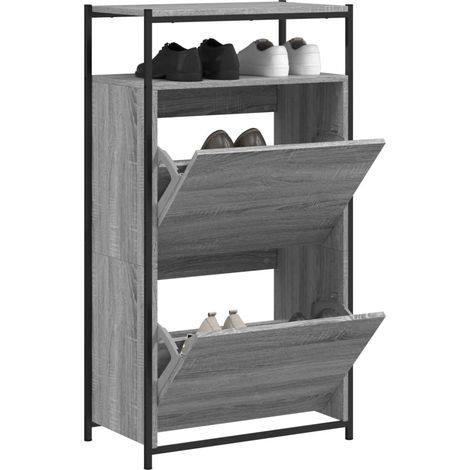Schuhschrank Grau Sonoma 60x34x112 cm Holzwerkstoff