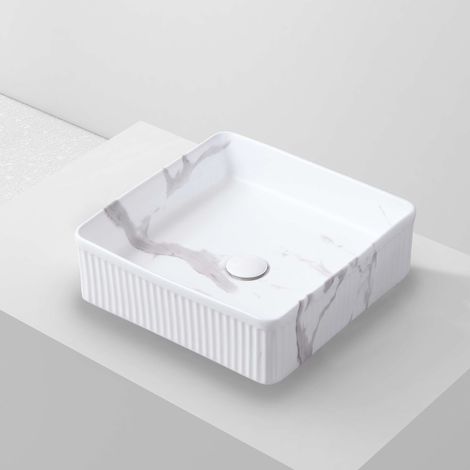 Lavabo à poser CORINTO IBI céramique 37,5x13x37,5 cm calacatta (1/5)
