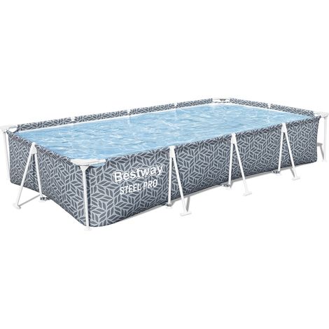 Piscine hors sol tubulaire BESTWAY - Steel Pro™ - 366 x 201 x 66 cm - Rectangulaire - décor graphique