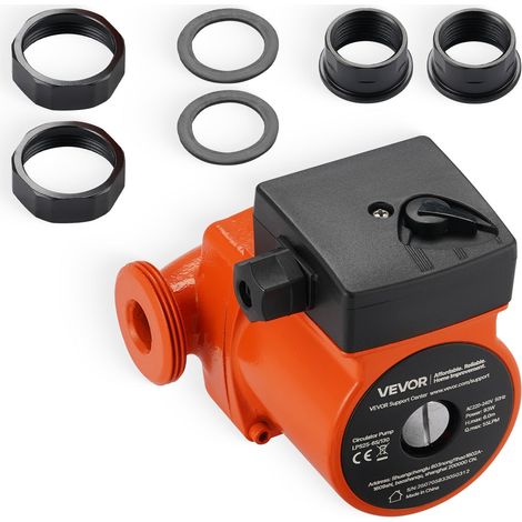 Pompe de circulation d'eau chaude en fonte, pompe de chauffage à haut rendement 55 L/min, raccord fileté, réglage à 3 vitesses, fonctionnement silencieux, pour système de chauffage domestique (1/5)