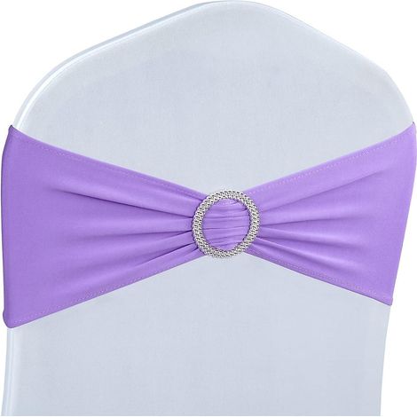 ceinture De Couverture De Chaise De Mariage Extensible Violet 50pcs, Ceinture De Curseur De Boucle, Couverture De Chaise Dcorative D'arc, Dcoratio (1/5)