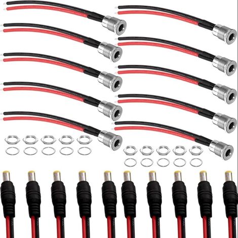 18AWG 12V 5A DC Connecteur Mâle/Femelle Pigtail Cable 5.5mm x 2.1mm Connecteur DC Vidéo Surveiller CCTV Caméra Câble LED Strip Light 2,1 x 5,5 mm (1/5)