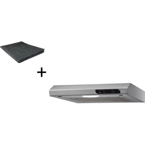 Respekta – Hotte casquette 50 cm – Aspiration recyclage – Débit d'air 205 m³/h – Émissions sonores 68 dB – 3 vitesses – Filtre charbon actif inclus (1/4)