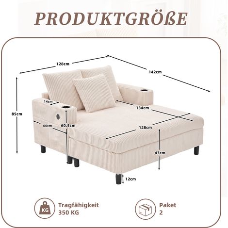 Fauteuil relax chaiselongue large et douillet, doté d'un porte-verre latéral, ports de charge USB et éclairage LED d'ambiance intégré – parfait pour salon, chambre ou véranda (1/4)