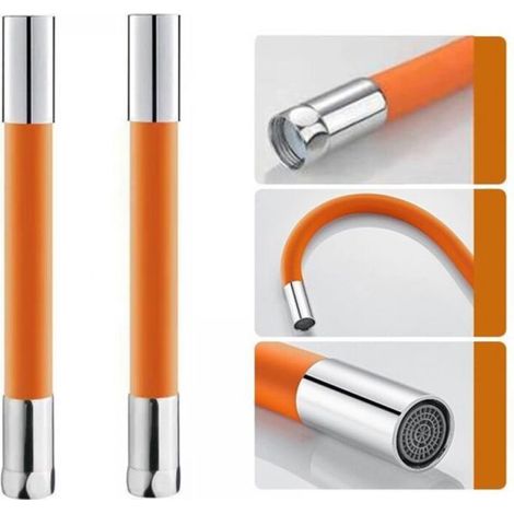 Rallonge de robinet 1/2", rotative à 360°, flexible, filtre en mousse de cuivre pur, plus durable, orange (30 cm) (1/5)
