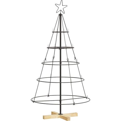 Árbol Cono de Navidad con soporte Negro 126 cm Acero vidaXL