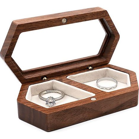 Boîte à bijoux en bois, boîte à bijoux de grande capacité, boîte de rangement de voyage, boucles d'oreilles, bagues, cadeaux pour dames, étui à perles(Blanc) (1/5)