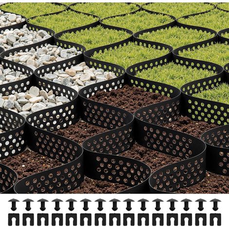 Stabilisateur de Gravier, 5,2x2,7 m, Grille de Stabilisation de Sol Géocellulaire, Profondeur 75 mm, Retenue de Gazon au Sol Stable, pour Allée, Patio, Jardin, Terrasse, Surfaces Planes, Pentes (1/5)
