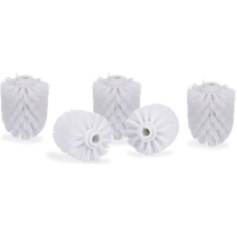 Set of 5 Toilet Brush Heads, Bulk Toilet Brushes with 12mm Thread, Replacement Heads Diameter 8cm, White (1/5)