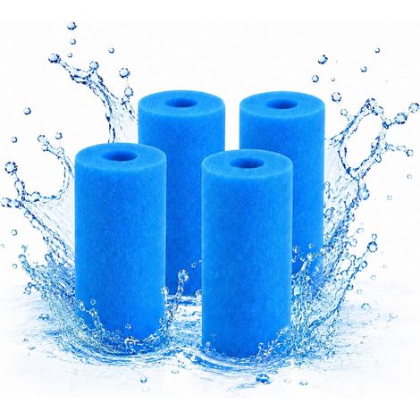 Lot de 4 Cartouches Filtre Piscine Type A/C en Mousse 20 x 10 cm  Mousse dense lavable, retient feuilles, cheveux et sable fin pratique pour spas, pompes et entretien saisonnier (1/5)