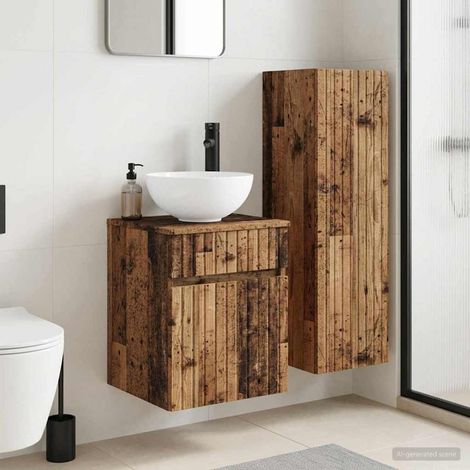 vidaXL Bathroom Furniture Set 2 pcs Old Wood 33 x 34.5 x 100 cm (1/5)