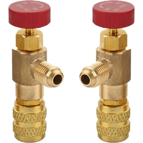 2 Pièces Soupape de Sécurité Liquide Adaptateur, Soupape de Sécurité R410A R22, Vanne de Régulation de Réfrigérant, Vanne de Refroidissement Climatisation, for Air Conditioning Flow Valves (1/3)