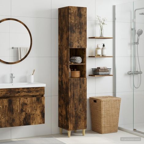vidaXL Armadio da Bagno con Ripiano Aperto ARNHEM Rovere Fumo