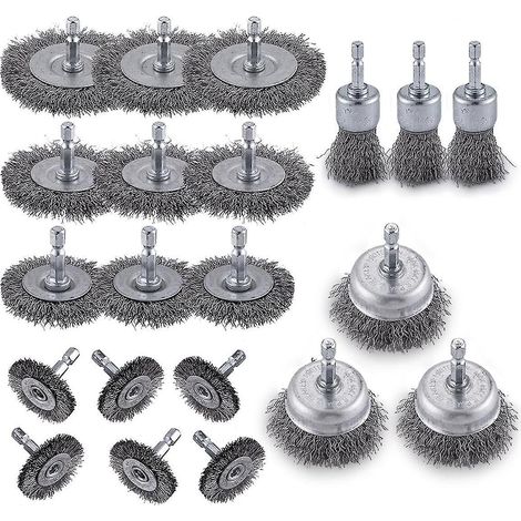 Drahtbürste für Bohrmaschine, Schleifdrahtbürste für Bohrmaschine mit 1/4-Zoll-Sechskantkopf, Topfdrahtbürste für Bohrmaschine, Dr.