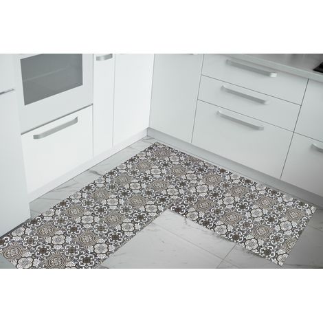 Set di 2 tappeti da cucina antiscivolo e lavabili in lavatrice passatoia multiuso Brownie - 50x60+50x120 (1/2)