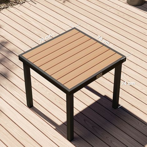 Gartentisch Kunststoff 78 x 78 x 74 cm Wetterfest Aluminiumrahmen, Buffettisch Campingtisch für 4 Personen Balkontisch Terrassentisch Outdoor Esstisch für Garten, Terrasse Balkon Schwarz (1/5)