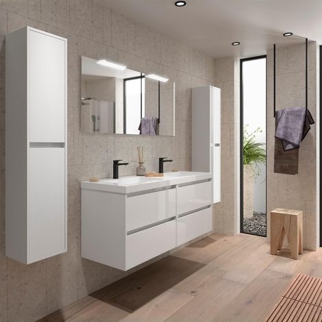 BALTIC Unterschrank 1400 4 Schubladen + Waschbecken White Satin (1/4)