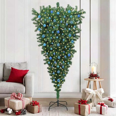 Teenpull – Umgedrehter Kunst Weihnachtsbaum mit Kugelset Grün 210 cm PVC (1/5)