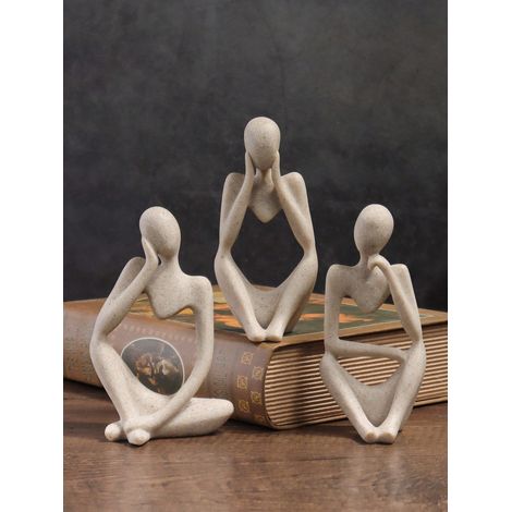 1 figurine en pose de réflexion, décoration de chambre, décoration de salon, blanche, cadeau parfait pour la Saint-Valentin (1/4)