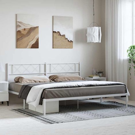 Bettgestell mit Kopfteil Metall Weiß 183x213 cm (1/5)