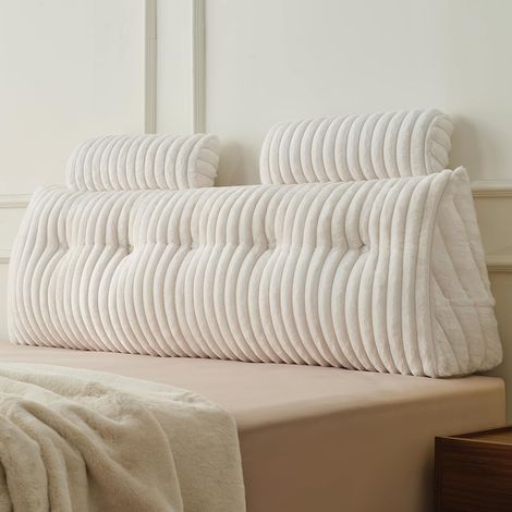 Coussin de Lecture pour Lit, Coussin Dossier Canapé, Support De Positionnement, Doux et Confortable, Blanc, 150 cm (1/5)