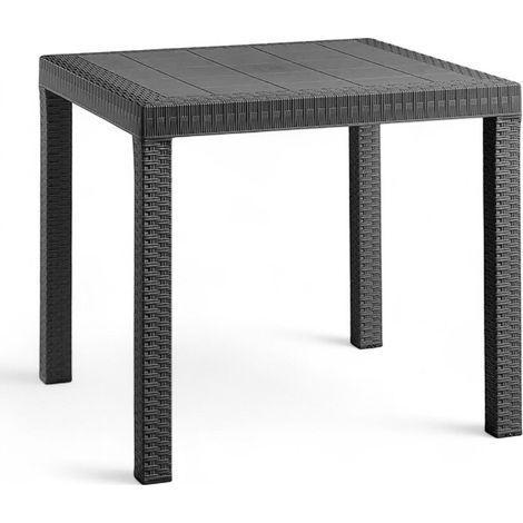Tavolo componibile in resina effetto rattan 90x90xH72 cm Latir - Antracite (1/2)