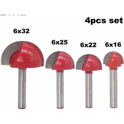 Tige Routeur Core Box Bits CNC Fraise à Rainure Ronde Outils à Bois 16mm/22mm/25mm/32mm（4pcs） (1/3)