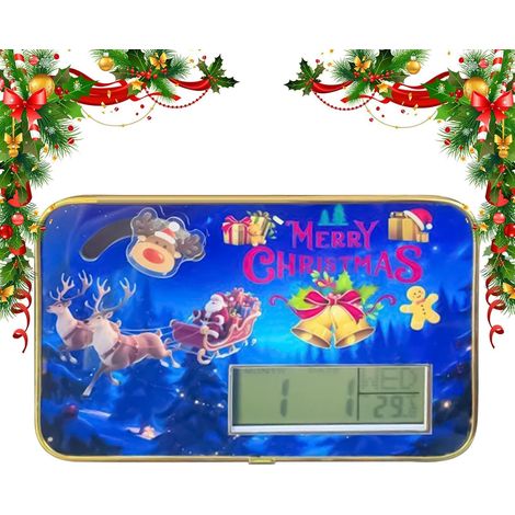 Horloge de Noël Père Noël, Horloge Digitale Père Renne avec Date et Température, Décoration Festive pour Bureau Salon Cuisine Chambre Salle de Sport Maison (1/5)