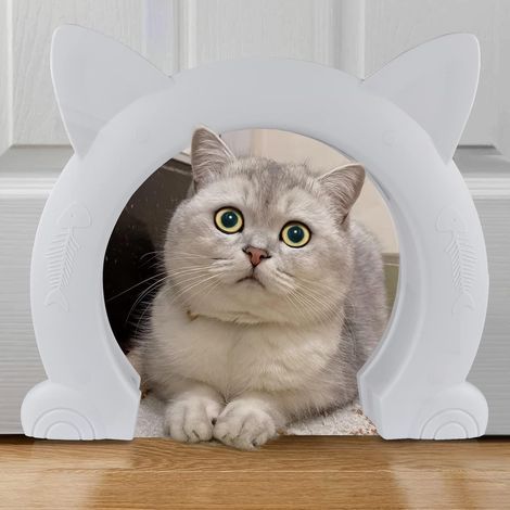 Puerta para gatos grande de interior, puerta para gatos XL de interior, puertas para mascotas para gatos, gatitos y perros pequeños (blanca) (1/5)