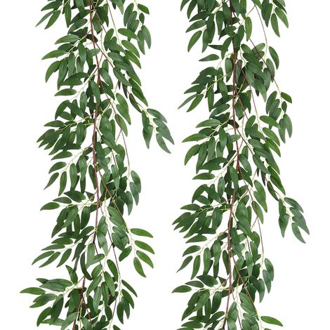 Lot de 2 brindilles de saule artificielles, 1,7 m, fausses plantes suspendues en soie pour intérieur ou extérieur, maison, mariage, arche, jungle, plage, fête d'anniversaire, jardin