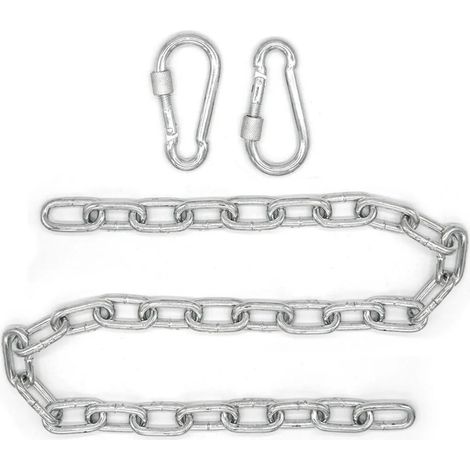 Chaîne de suspension pour chaise haute de 230 kg, hauteur de suspension de 100 cm, 2 mousquetons pour hamac et sac de frappe (1/5)