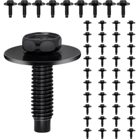 Lot de 50 boulons à tête hexagonale M6-1.0 pour pare-chocs, pare-éclaboussures sous le capot, boulons M6, boulons hexagonaux, boulon de 10 mm, rondelle de 20 mm (1/4)