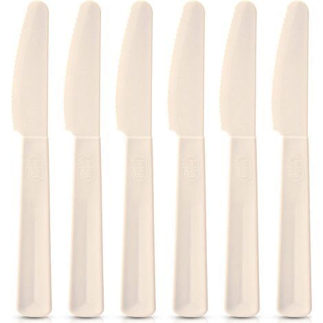 Plastic Dinner Knives, Cream, Set of 6, 17.5 cm (1/5)