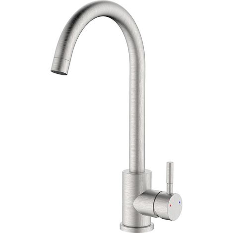 Rubinetto lavello bocca alta in acciaio spazzolato con risparmio acqua – Serie Bronx (1/5)