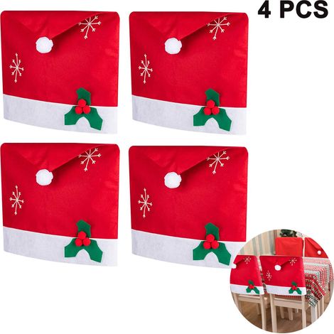 Housse De Chaise De Noel - 50 X 60 Cm - En Tissu Non Tissé - Pour Chaises De Salle À Manger - Lot De 4 (1/5)