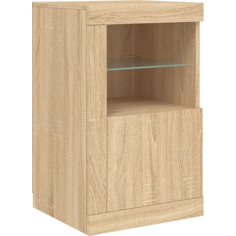 Mueble auxiliar de diseño contemporáneo con iluminación LED 41 x 37 x 67 cm fabricado en madera de roble Sonoma 020049367 (1/5)