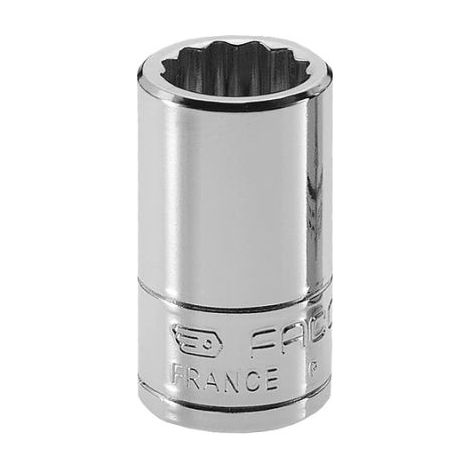 Facom – Douille 1/4" – 13mm – Acier chrome-vanadium – 12 pans – Norme ISO 2725-1 – Pour clés à cliquet
