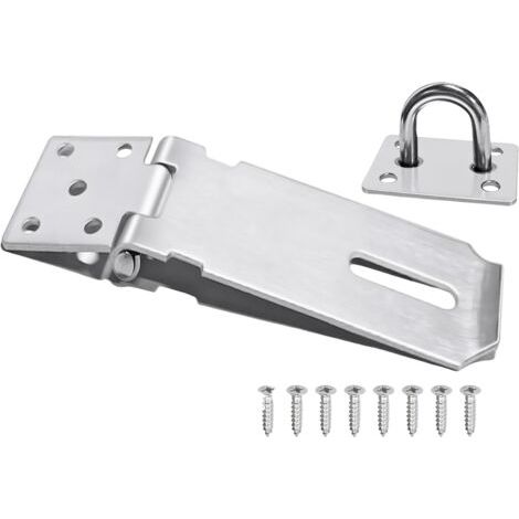 Lucchetto con vite, serratura per porta da 5 pollici, chiavistello per porta, adatto per giardino, cancello, anta di armadio, gancio, argento (1/5)