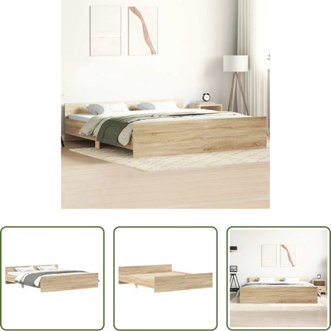 vidaXL Estructura de cama con cabecero piecero roble Sonoma 180x200 cm (1/5)