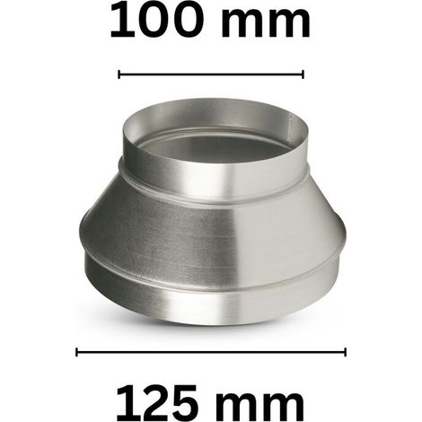 Reduzierstück 125 mm / 200 mm Metall – Lüftungsreduzierung Adapter (1/5)