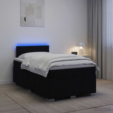 vidaXL Cama box spring con colchón Negro 120 x 190 cm Tela (1/5)