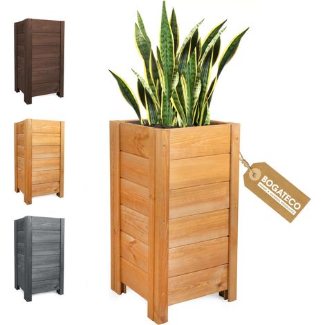 Jardinière Haute Bois Bogateco 39x39x79 cm Géotextile Brun Clair (1/5)