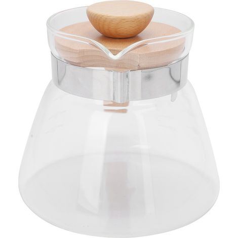 600-ml-Kaffeefilterhalter, Glaskaraffe mit Deckel und Holzgriff, ideal für Zuhause oder Büro (1/5)