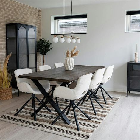 Ensemble table et chaises bouclette blanche (lot de 7 pièces) SAVONE