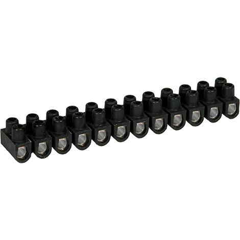 Eur Ohm – Domino électrique 12 plots à vis 16 mm² – Barrette acier noire – Tenue fil 960°C – Norme NF EN 60998-2-1