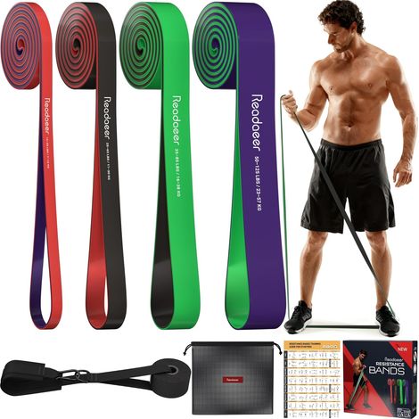 Bande elastiche per esercizi [Set da 4], 4 livelli di resistenza elastica, bande sportive per fitness, pilates, yoga per uomini e donne (1/5)
