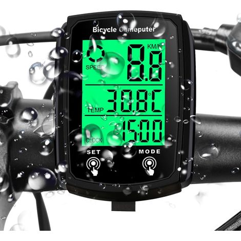4 pièces Compteur Velo sans Fil avec 20 Fonctions Étanche, IPX6 Étanche Compteur Kilométrique Vélo avec Écran LCD Rétroéclairé, Facile à Utiliser avec de Grandes Touches et Une présentation Claire (1/5)