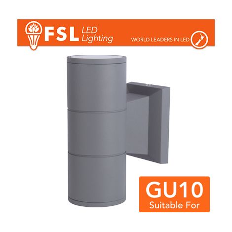 FSL Applique murale bidirezionale 2 vie GU10 IP54 Grigio, emissione su-giù, lampadine escluse