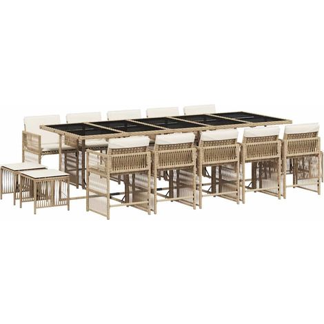 Maison Exclusive - Set da Pranzo da Giardino 15 pz con Cuscini Beige in Polyrattan (1/5)