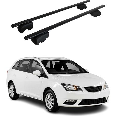 OMAC Dachtrager Quertrager für Seat Ibiza IV Kombi 2010-2017 – City Crash getestet – ISO PAS 11154:2006 – Abschliessbar – Max 75 kg – 2 Stangen Stahl Schwarz (1/5)